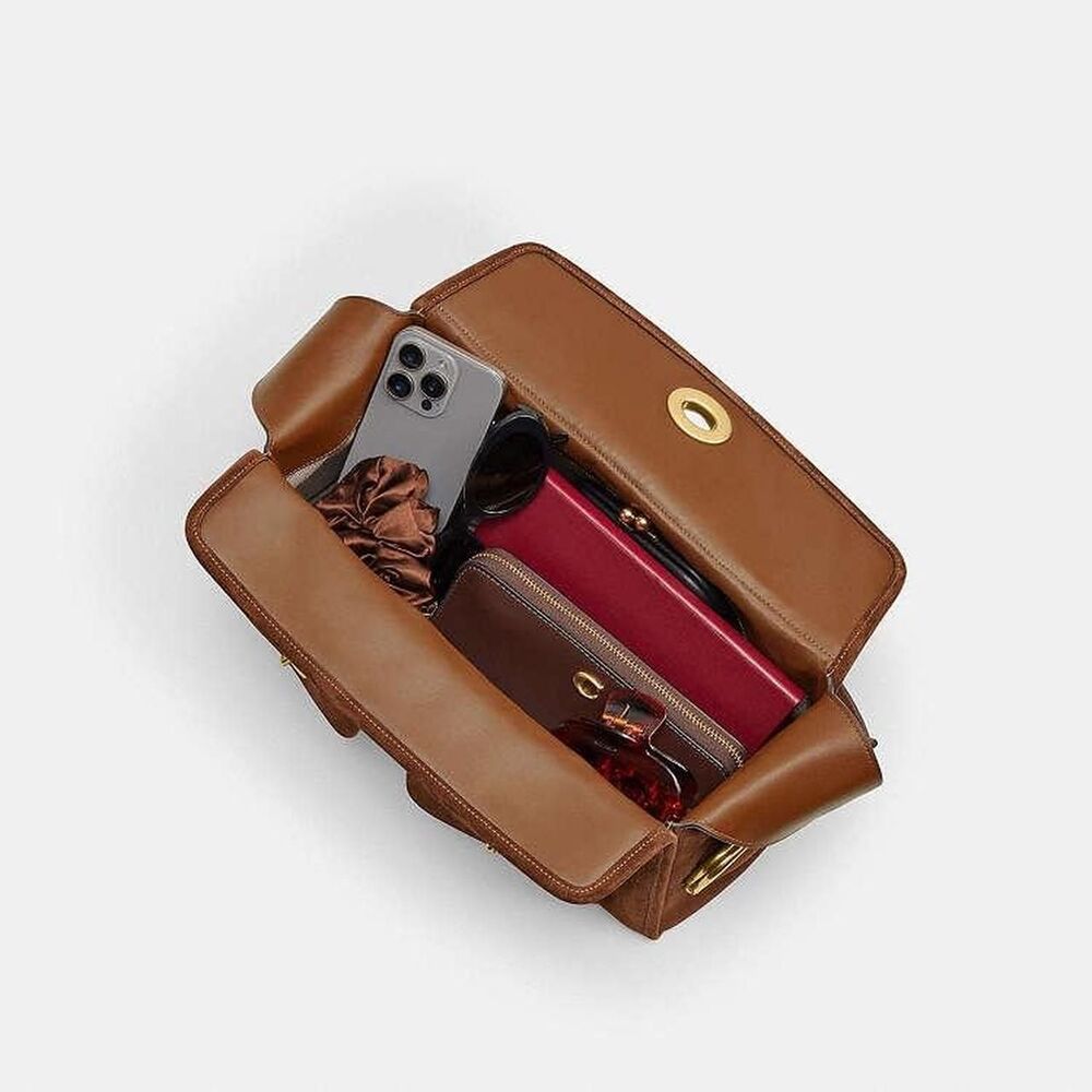 Coach Turnlock Haversack Bag Brown Suede - Picture 3 of 8